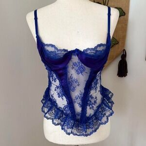 Fredericks Of Hollywood Vintage Blue Lace Bustier